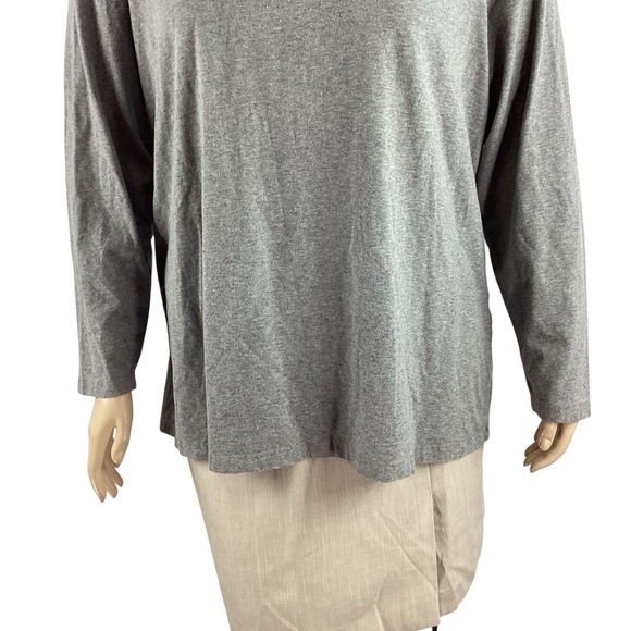 Avenue Gray Long Sleeve Scoop Neck Embellished T-Shirt 22/24 - Picture 3 of 6